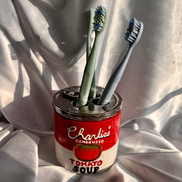 Soup Can Toothbrush Holder