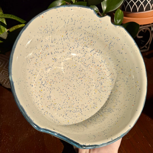 Speckled Blue Ramen Bowl with Chopsticks