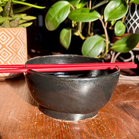 Sparkly Black Ramen Bowl with Chopsticks