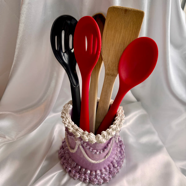 Purple Cake Utensil Holder